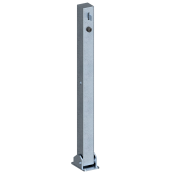 Barrier posts | Steel tube 70 x 70 mm | foldable, for padlock | to be fixed by plugswith base plate 100 x 150 mm | hot-dip galvanized | with 2 eyelets